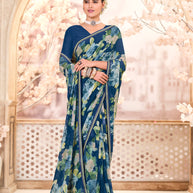 Laxmipati Kitkat 8529 Georgette Blue Saree