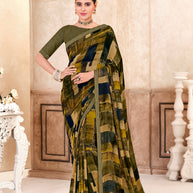 Laxmipati Kitkat 8531 Georgette Green Saree