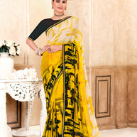 Laxmipati Kitkat 8533 Georgette Yellow Saree