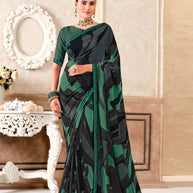 Blue Georgette Saree with Graceful Lace Border - Kitkat