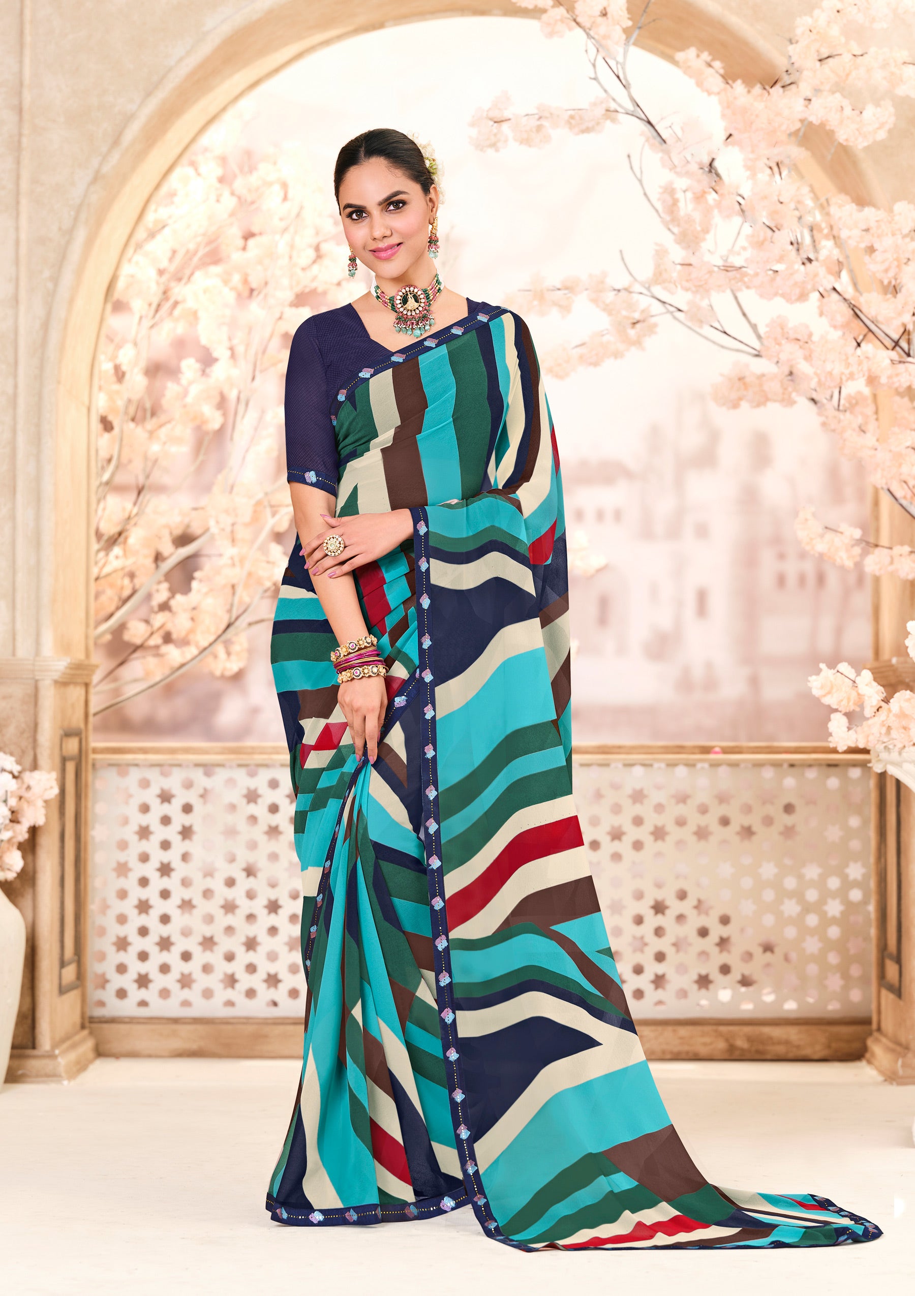 Laxmipati Kitkat 8538 Georgette Multicolor Saree