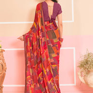 Laxmipati Honey Bunny Geometric Printed Saree in Multicolor with Unstitched Blouse