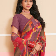 Laxmipati Honey Bunny Geometric Printed Saree in Multicolor with Unstitched Blouse