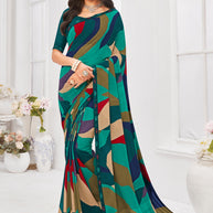 Laxmipati Dil Khushal Abstract Printed Georgette Saree in Multicolor with Unstitched Blouse