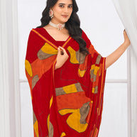 Laxmipati Jaayaphal Red Abstract Georgette Printed Saree