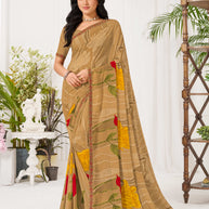 Laxmipati Radha Rani Floral Georgette Printed Saree in Brown Color