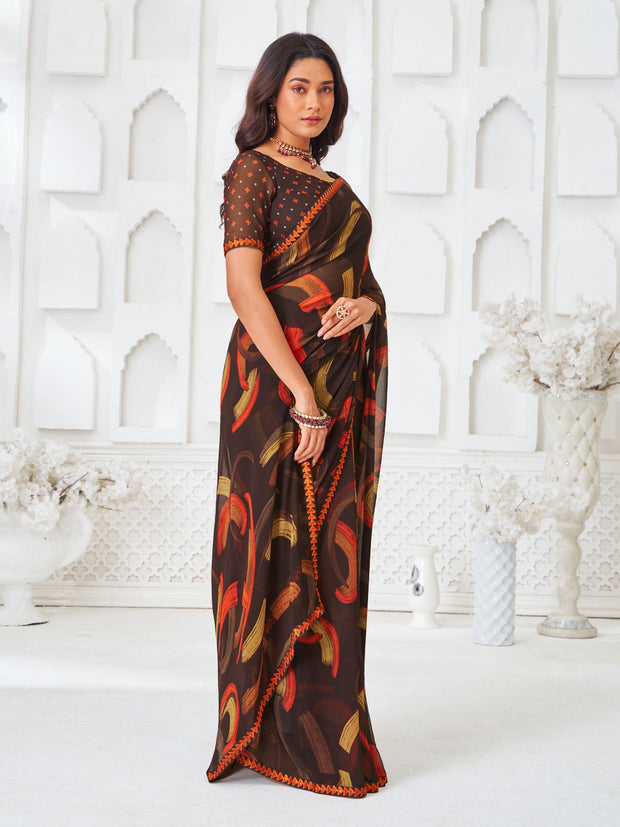  abstract designer georgette saree