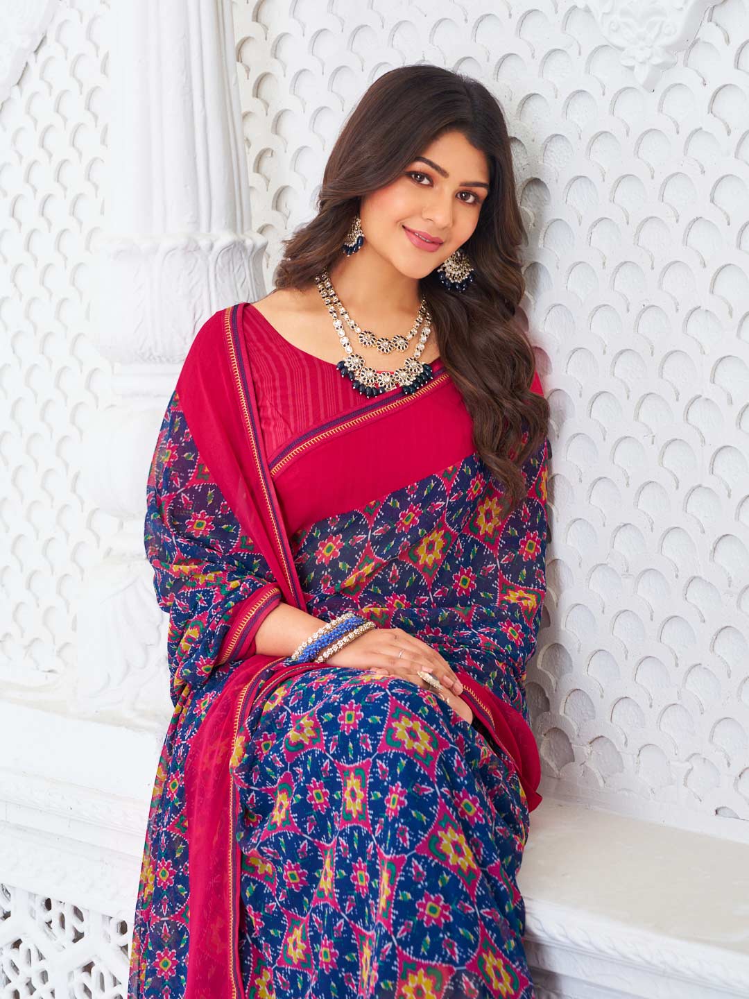  elegant party wear printed saree