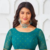 Laxmipati Kamya Teal Green Georgette Floral Printed Saree
