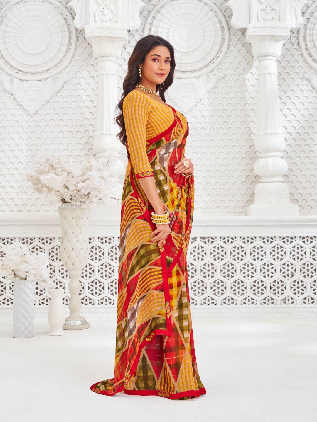 modern designer print georgette saree