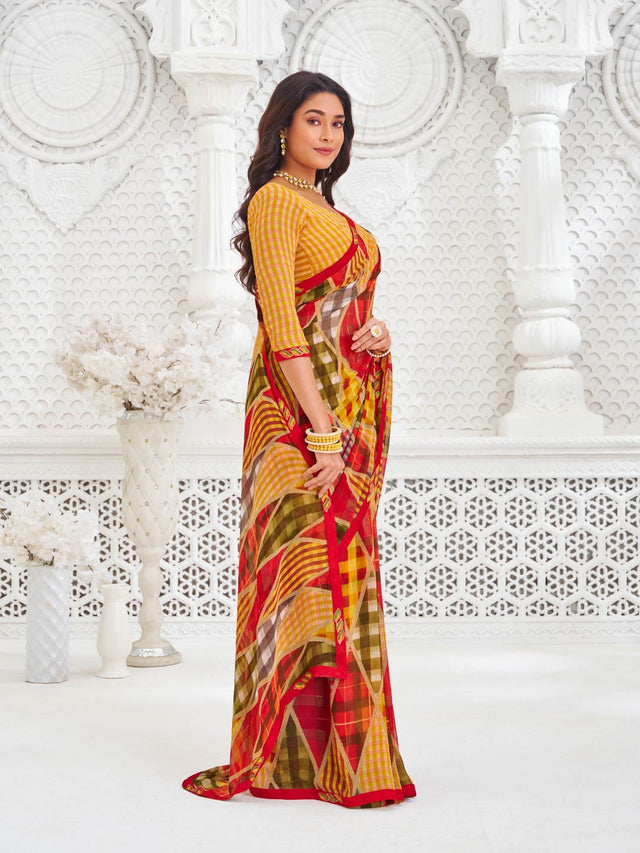 modern designer print georgette saree