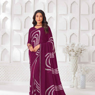 Purple georgette abstract printed saree 