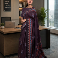 Laxmipati Power Pleats Purple Linen Geometric Printed Saree