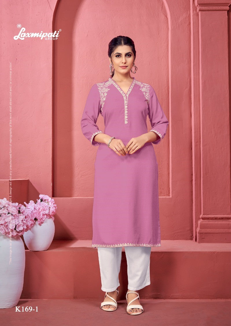 Laxmipati K169-1 Spun Cotton Base Purple Kurti