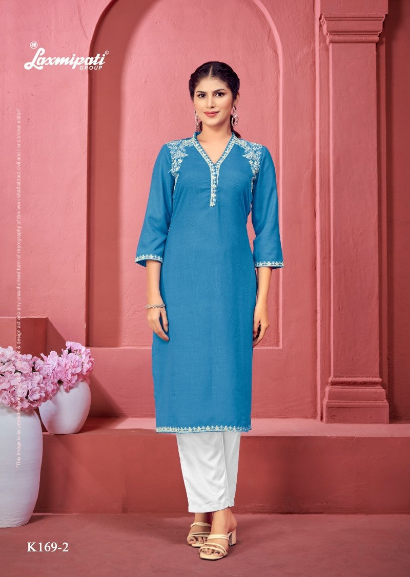 Laxmipati K169-2 Spun Cotton Base Blue  Kurti