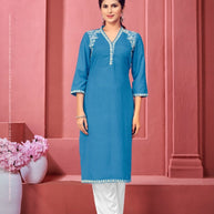 Laxmipati K169-2 Spun Cotton Base Blue  Kurti