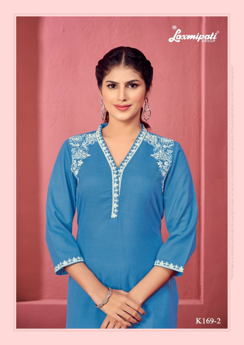 Laxmipati K169-2 Spun Cotton Base Blue  Kurti