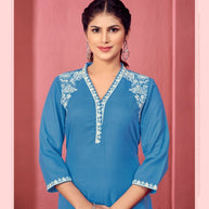 Laxmipati K169-2 Spun Cotton Base Blue  Kurti