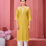 Laxmipati K169-3 Spun Cotton Base Yellow Kurti