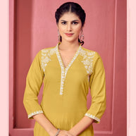 Laxmipati K169-3 Spun Cotton Base Yellow Kurti