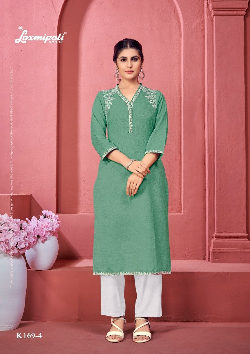 Laxmipati K169-4 Spun Cotton Base Teal Green Kurti