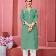 Laxmipati K169-4 Spun Cotton Base Teal Green Kurti