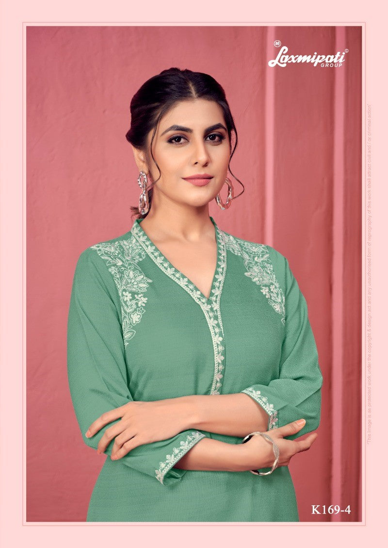 Laxmipati K169-4 Spun Cotton Base Teal Green Kurti