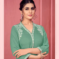 Laxmipati K169-4 Spun Cotton Base Teal Green Kurti