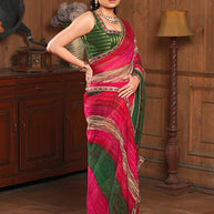 Laxmipati Ishita Multicolor Striped Printed Georgette Saree