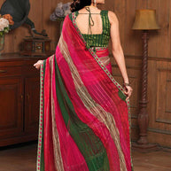 Laxmipati Ishita Multicolor Striped Printed Georgette Saree