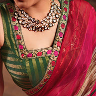 Laxmipati Ishita Multicolor Striped Printed Georgette Saree