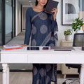 Laxmipati Power Pleats Blue Cotton Blend Geometric Printed Saree