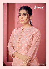 Laxmipati K199-2 Spun Cotton Base Light Pink Kurti With Pant