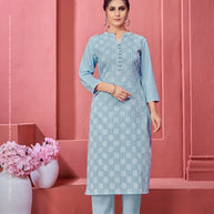 Laxmipati K199-3 Spun Cotton Base Light Blue Kurti With Pant