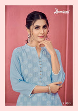 Laxmipati K199-3 Spun Cotton Base Light Blue Kurti With Pant