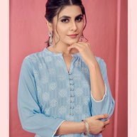 Laxmipati K199-3 Spun Cotton Base Light Blue Kurti With Pant
