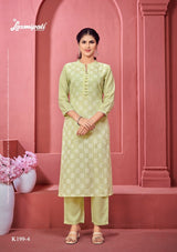 Laxmipati K199-4 Spun Cotton Base Light Green Kurti With Pant