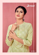 Laxmipati K199-4 Spun Cotton Base Light Green Kurti With Pant