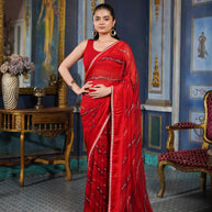 Laxmipati Raadhika Red Wavy Print Georgette Saree