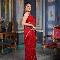 Laxmipati Raadhika Red Wavy Print Georgette Saree