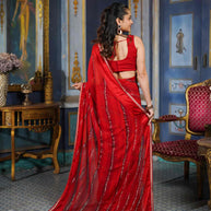 Laxmipati Raadhika Red Wavy Print Georgette Saree