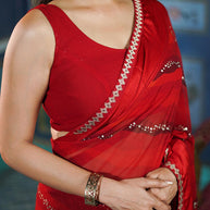 Laxmipati Raadhika Red Wavy Print Georgette Saree