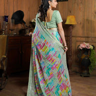 Laxmipati Ishita Pastel Green Abstract Printed Silk Saree