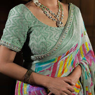 Laxmipati Ishita Pastel Green Abstract Printed Silk Saree