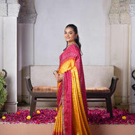 Laxmipati Ishita Mustard Floral Printed Silk Saree