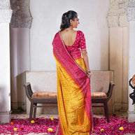 Laxmipati Ishita Mustard Floral Printed Silk Saree