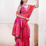 Laxmipati Ishita Pink Bandhani Printed Georgette Saree