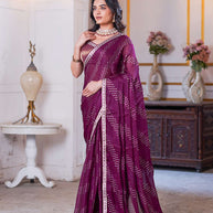 Laxmipati Anaya Wine Silk Saree with Geometric Prints