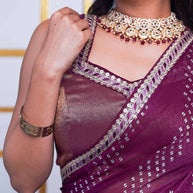 Laxmipati Anaya Wine Silk Saree with Geometric Prints