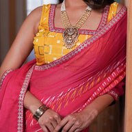 Laxmipati Anaya Pink Chiffon Saree in Ikkat Prints